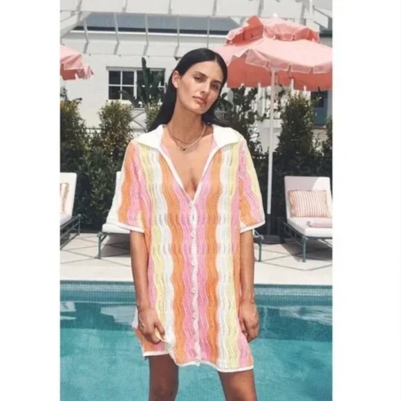 YLLW The Label Felix Knit Striped Mini Dress in Sorbet Size S/M - Picture 13 of 13